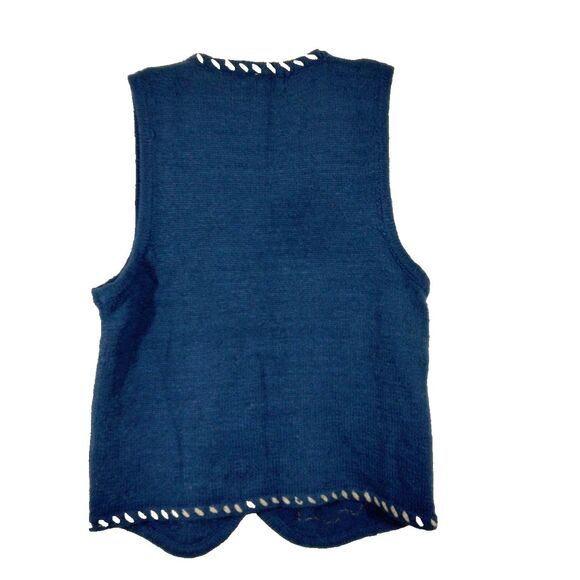 Ivy Womens Silk Blend Beaded Knit Vest Size Small Blue Southwest Button-up VTG - Picture 4 of 6